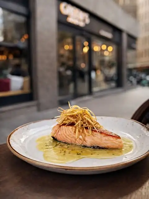 Lomo de salmon con salsa verde
